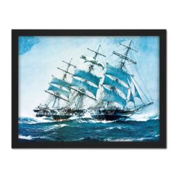 "Artery8 Wall Art Print Spurling Clipper Ship Sobraon Painting Large Framed Wall Décor Art in White - Size: W18"" x H24""" - thumbnail 1
