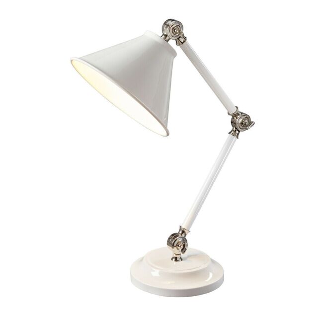 Loops Table Lamp White Highly Polished Nickel Finish LED E27 60W Bulb in Metallics