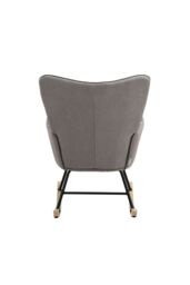 Living and Home Beige Grey Black Check Tufted Linen Patchwork Rocking Chair - thumbnail 5