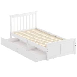 Wyld Haus Sutton White Wooden Single Bed Frame with 2 Underbed Storage Drawers - thumbnail 2