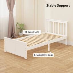 Wyld Haus Sutton White Wooden Single Bed Frame with 2 Underbed Storage Drawers - thumbnail 5