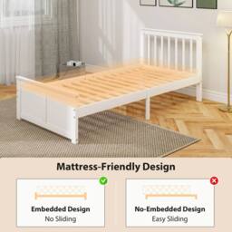 Wyld Haus Sutton White Wooden Single Bed Frame with 2 Underbed Storage Drawers - thumbnail 7