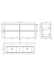 Balterley Mavesyn 4 Drawer Wall Hung Vanity Basin Unit, Satin Green, 1200mm in Green - thumbnail 2