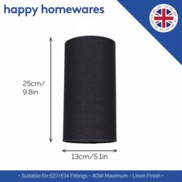 Happy Homewares Contemporary & Stylish Linen Fabric Lamp Shade in Black - Size: 6 inches - thumbnail 5