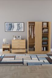 Home Discount Vida Designs Riano 3Pc Bedroom Set - 4 Drawer Chest, 3 Door Wardrobe in Brown - thumbnail 3