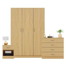 Home Discount Vida Designs Riano 3Pc Bedroom Set - 4 Drawer Chest, 3 Door Wardrobe in Brown - thumbnail 8
