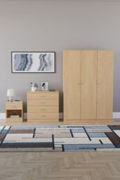 Home Discount Vida Designs Riano 3Pc Bedroom Set - 4 Drawer Chest, 3 Door Wardrobe in Brown - thumbnail 4