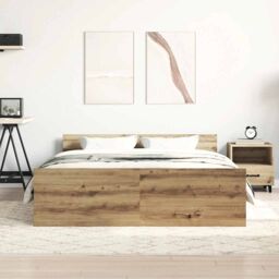 Berkfield Home Bed Frame without Mattress Artisan Oak 135x190cm Engineered Wood in Brown - Size: 135x190 cm - thumbnail 3