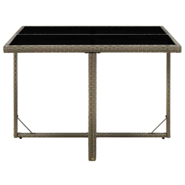 Berkfield Home Garden Table Grey 109x107x74 cm Poly Rattan & Glass - Size: 109 x 107 x 74 cm - image 1