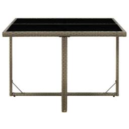 Berkfield Home Garden Table Grey 109x107x74 cm Poly Rattan & Glass - Size: 109 x 107 x 74 cm - thumbnail 1