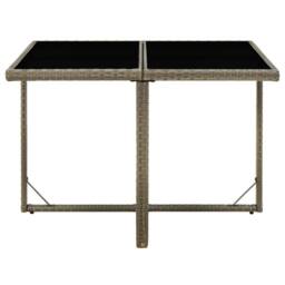 Berkfield Home Garden Table Grey 109x107x74 cm Poly Rattan & Glass - Size: 109 x 107 x 74 cm - thumbnail 3