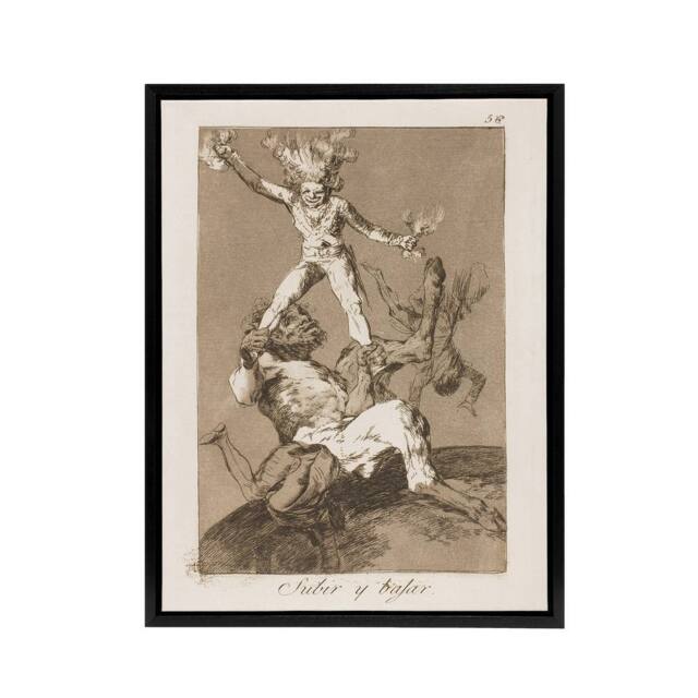 "Artery8 Up & Down Los Caprichos Francisco Goya Framed Canvas Wall Art Print in Grey - Size: W12"" x H16""" - image 1