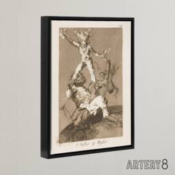 "Artery8 Up & Down Los Caprichos Francisco Goya Framed Canvas Wall Art Print in Grey - Size: W12"" x H16""" - thumbnail 2