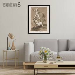 "Artery8 Up & Down Los Caprichos Francisco Goya Framed Canvas Wall Art Print in Grey - Size: W12"" x H16""" - thumbnail 3