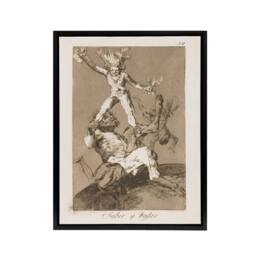 "Artery8 Up & Down Los Caprichos Francisco Goya Framed Canvas Wall Art Print in Grey - Size: W12"" x H16""" - thumbnail 1