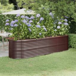 Berkfield Home Garden Raised Bed Powder-coated Steel 296x80x68 cm Brown - Size: 296 x 80 x 68 cm - thumbnail 2