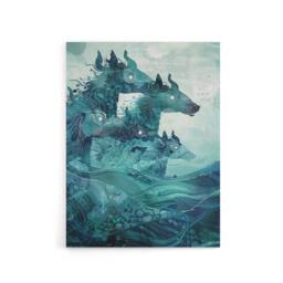 "Artery8 Scottish Folklore Sea Kelpies Canvas Wall Art Print in Blue - Size: W24"" x H32""" - thumbnail 1