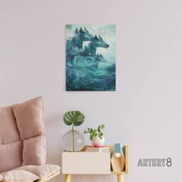 "Artery8 Scottish Folklore Sea Kelpies Canvas Wall Art Print in Blue - Size: W24"" x H32""" - thumbnail 3