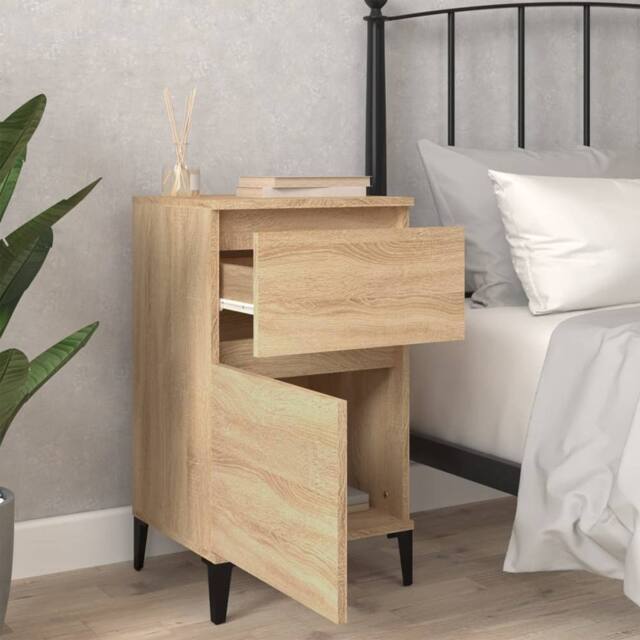 Berkfield Home Elegant Bedside Cabinet Sonoma Oak 40x35x70 cm in Light Brown - Size: 40 x 35 x 70 cm - image 1