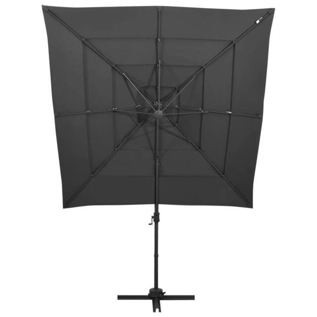 Berkfield Home 4-Tier Parasol with Aluminium Pole Anthracite 250x250 cm in Charcoal - image 1