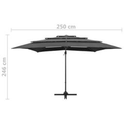 Berkfield Home 4-Tier Parasol with Aluminium Pole Anthracite 250x250 cm in Charcoal - thumbnail 9