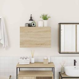 Berkfield Home Decorative Bathroom Wall Cabinet Sonoma Oak 60x25x40 cm Engineere in Light Tan - Size: 60 x 25 x 40 cm
