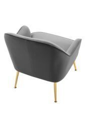 Living and Home Contemporary Upholstered Grey Velvet Armchair with Gold-Plated Feet - thumbnail 6