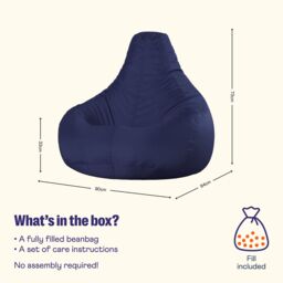 icon Recliner Indoor Outdoor Bean Bag Khaki Bean Bag Chair in Navy - thumbnail 6