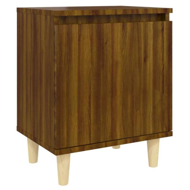 Berkfield Home Bed Cabinet with Solid Wood Legs Brown Oak 40x30x50 cm - Size: 40 x 30 x 50 cm - image 1