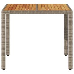Berkfield Home Garden Table with Acacia Wood Top Grey 90x90x75 cm Poly Rattan - Size: 90 x 90 x 75 cm - thumbnail 4