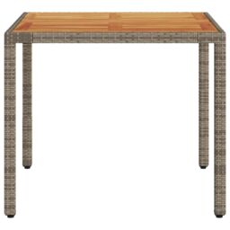 Berkfield Home Garden Table with Acacia Wood Top Grey 90x90x75 cm Poly Rattan - Size: 90 x 90 x 75 cm - thumbnail 5