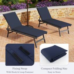 Costway Chaise Lounge Cushion Tri-Fold Lounger Pad 182 x 59 cm in Blue - thumbnail 3