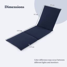 Costway Chaise Lounge Cushion Tri-Fold Lounger Pad 182 x 59 cm in Blue - thumbnail 2