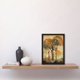 Artery8 Autumn Again By George Sinclair Earthy Vintage Trees Botanical Aesthetic Modern Painting Artwork Framed Wall Art Print A4 in Black - thumbnail 4
