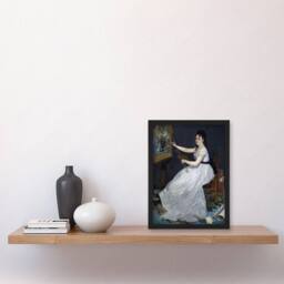 "Artery8 Portrait of Painter Eva Gonzales Manet Vintage Framed Wall Art Print in Blue - Size: W12"" x H16""" - thumbnail 4