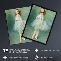 Artery8 The Dancer Portrait Painting Renoir Vintage Framed Wall Art Print in Green - Size: A4 - thumbnail 2