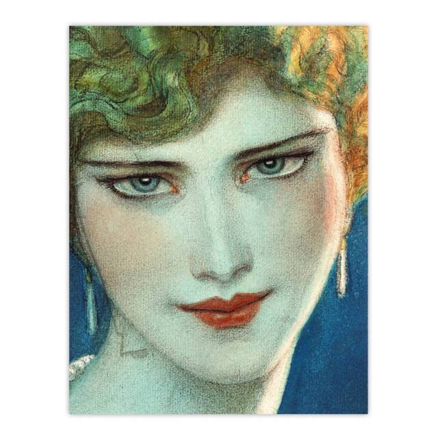 "Artery8 Face of Blonde Woman with Earrings W T Benda Wall Art Poster Print - Size: W12"" x H16""" - image 1