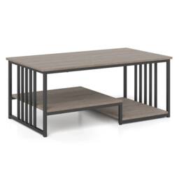 VOGREX Faux Marble 2-Tier Coffee Table w/ Shelf in Grey - thumbnail 1