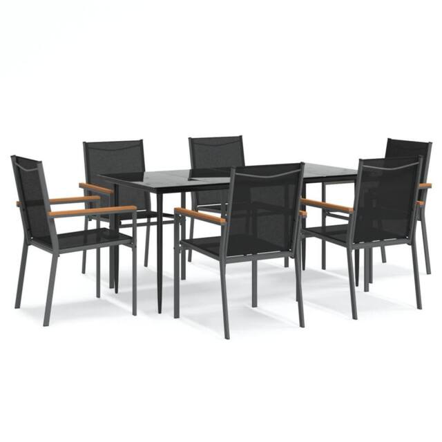 Berkfield Home 7 Piece Garden Dining Set Black Textilene & Steel - image 1
