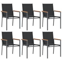 Berkfield Home 7 Piece Garden Dining Set Black Textilene & Steel - thumbnail 4