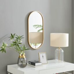 FurnitureboxUK Jupiter 80cm x 40cm Art Deco Gold Metal Frame Oval Hallway Bedroom Dining & Living Room Wall Mirror - Size: 80 cm x 40 cm - thumbnail 1