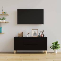 Berkfield Home TV Cabinet Black 102x44.5x50 cm Engineered Wood - thumbnail 1