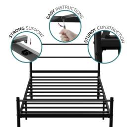 House of Home Single Metal Bed Frame Extra Strong Stylish Modern Bedroom Storage Sturdy Design in Black - thumbnail 5