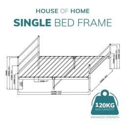 House of Home Single Metal Bed Frame Extra Strong Stylish Modern Bedroom Storage Sturdy Design in Black - thumbnail 3