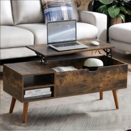 Rafaelo Mobilia Wooden Lift Top Coffee Table With Hidden Storage in Brown - thumbnail 1