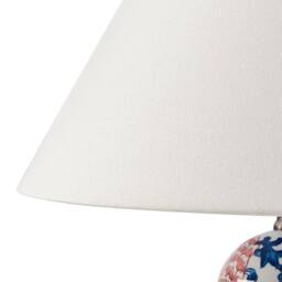 Wyld and Coco Porcelain Table Lamp - Blue Floral Base Linen Shade 65cm in White - thumbnail 5
