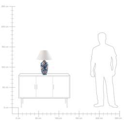 Wyld and Coco Porcelain Table Lamp - Blue Floral Base Linen Shade 65cm in White - thumbnail 9