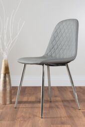 FurnitureboxUK Adley Grey Concrete Effect Round Dining Table & 4 Corona Silver Chairs - thumbnail 4
