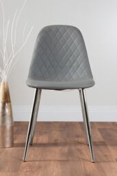 FurnitureboxUK Adley Grey Concrete Effect Round Dining Table & 4 Corona Silver Chairs - thumbnail 8