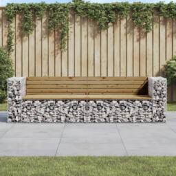 Berkfield Home Garden Bench Gabion Design 244x71x65.5 cm Impregnated Wood Pine in Brown - thumbnail 2